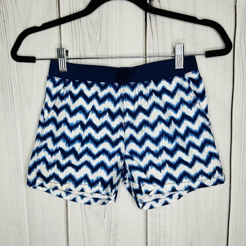 Children's Place Girls Youth Pull On White Blue Shorts Size 10 (24" x 3")